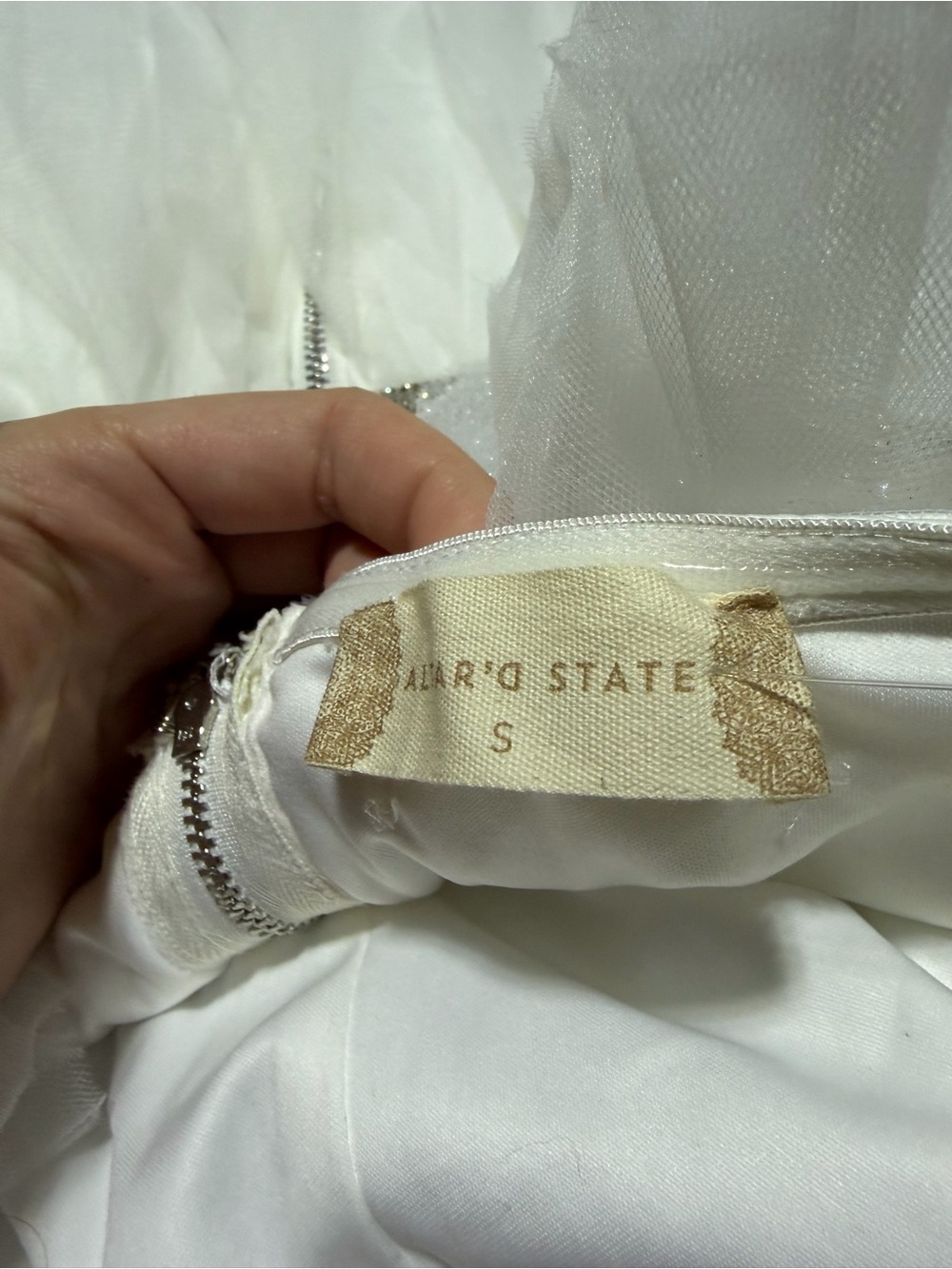 Altar’d state NWT White Tulle Party Dress with Rhinestone Waist small MSRP$90 - Picture 6 of 12